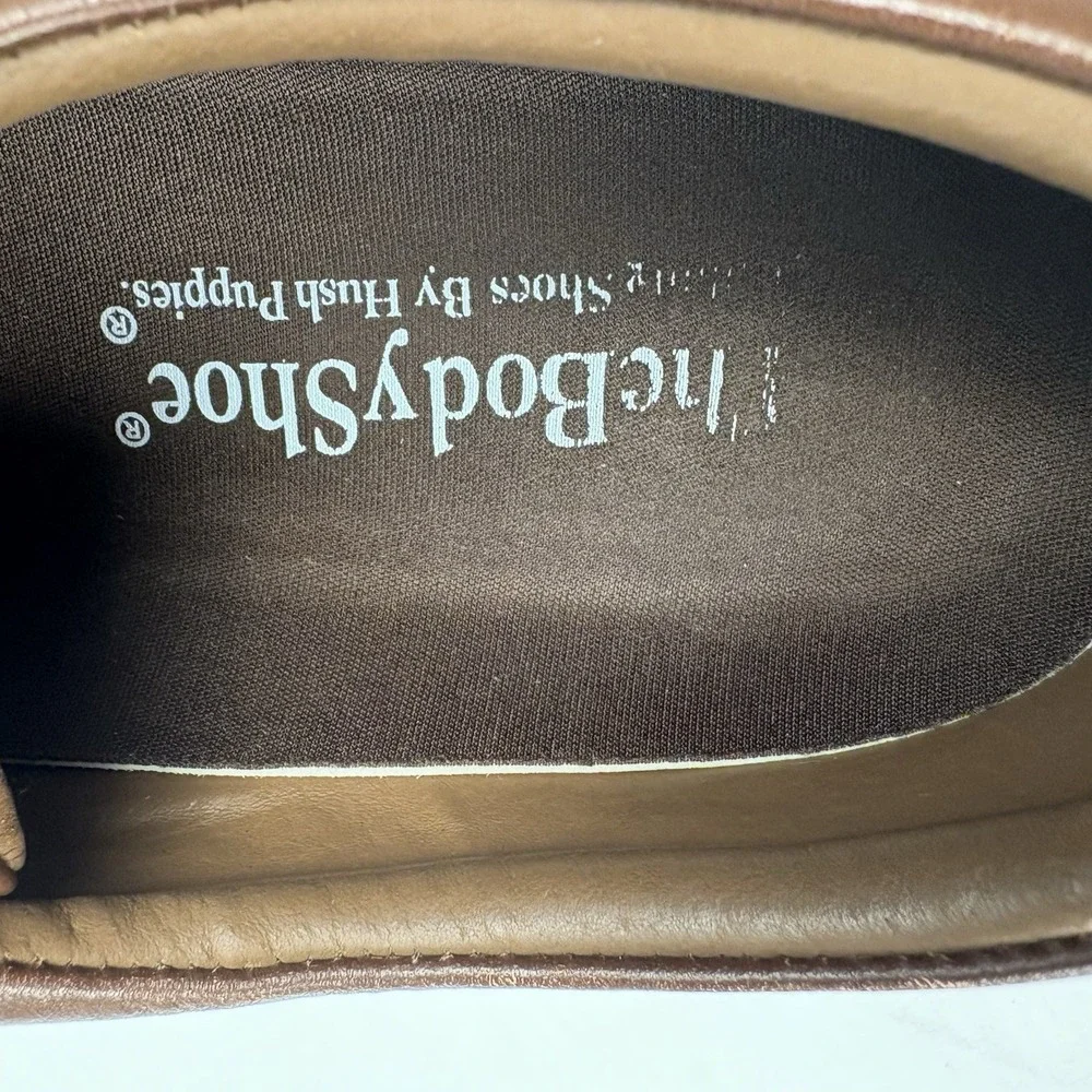 The Body Shop Hush Puppies Mall Walker Shoes Brown Leather Men's 6.5 Wide EUC